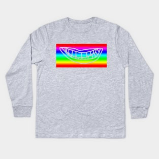 Rainbow Stripes Minimal Lips Kids Long Sleeve T-Shirt